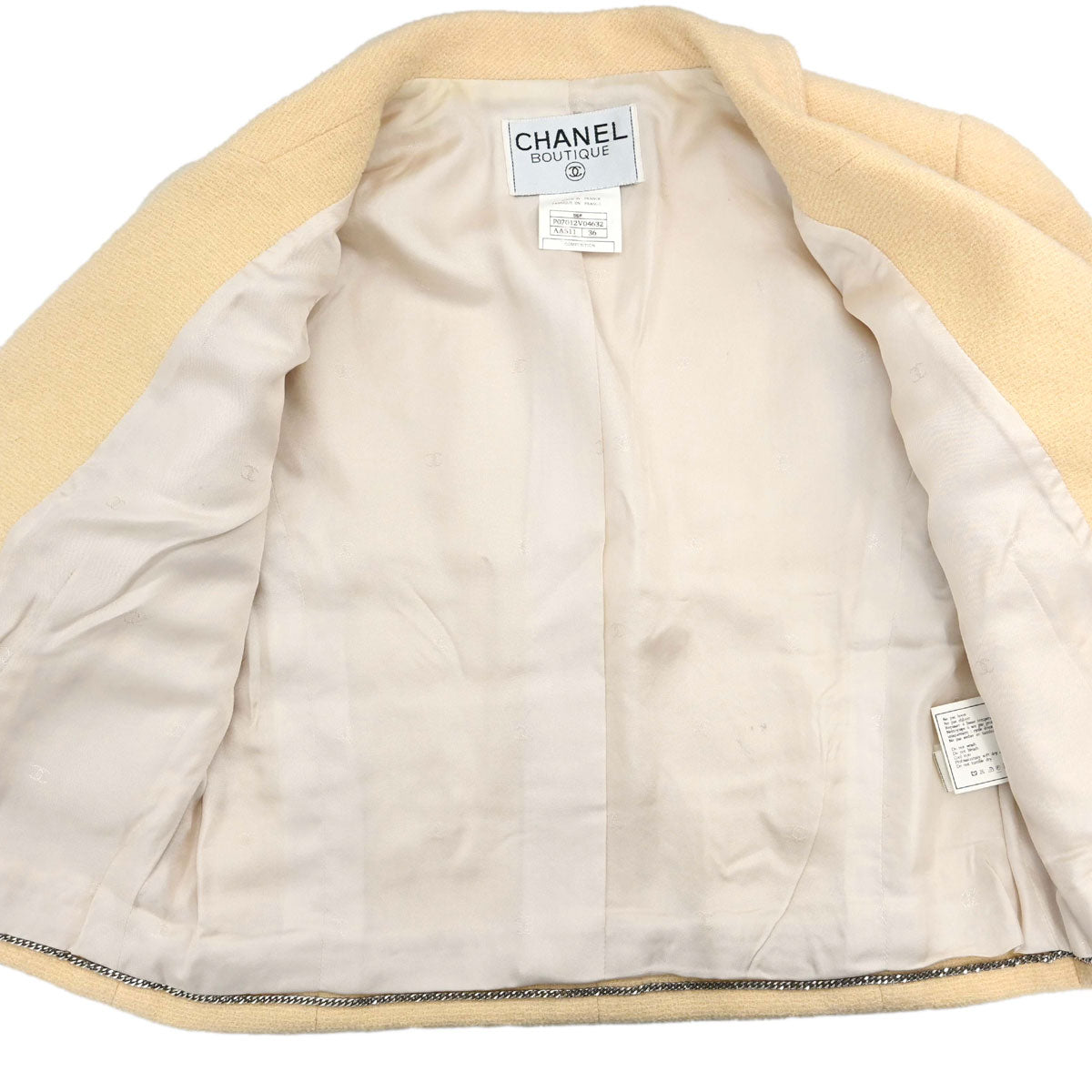 Chanel 1996 Setup Suit Jacket Sleeveless Dress Ivory #36