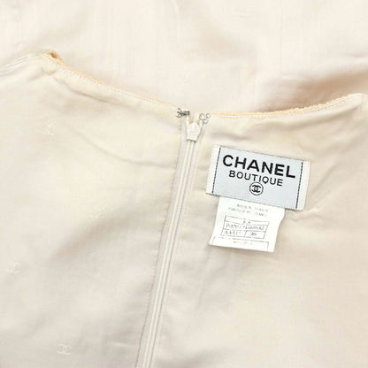 Chanel 1996 Setup Suit Jacket Sleeveless Dress Ivory #36