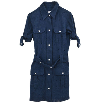 Chanel 2007 Sport Line CC Camellia Short Sleeve Dress Navy #38