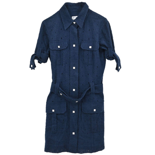 Chanel 2007 Sport Line CC Camellia Short Sleeve Dress Navy #38