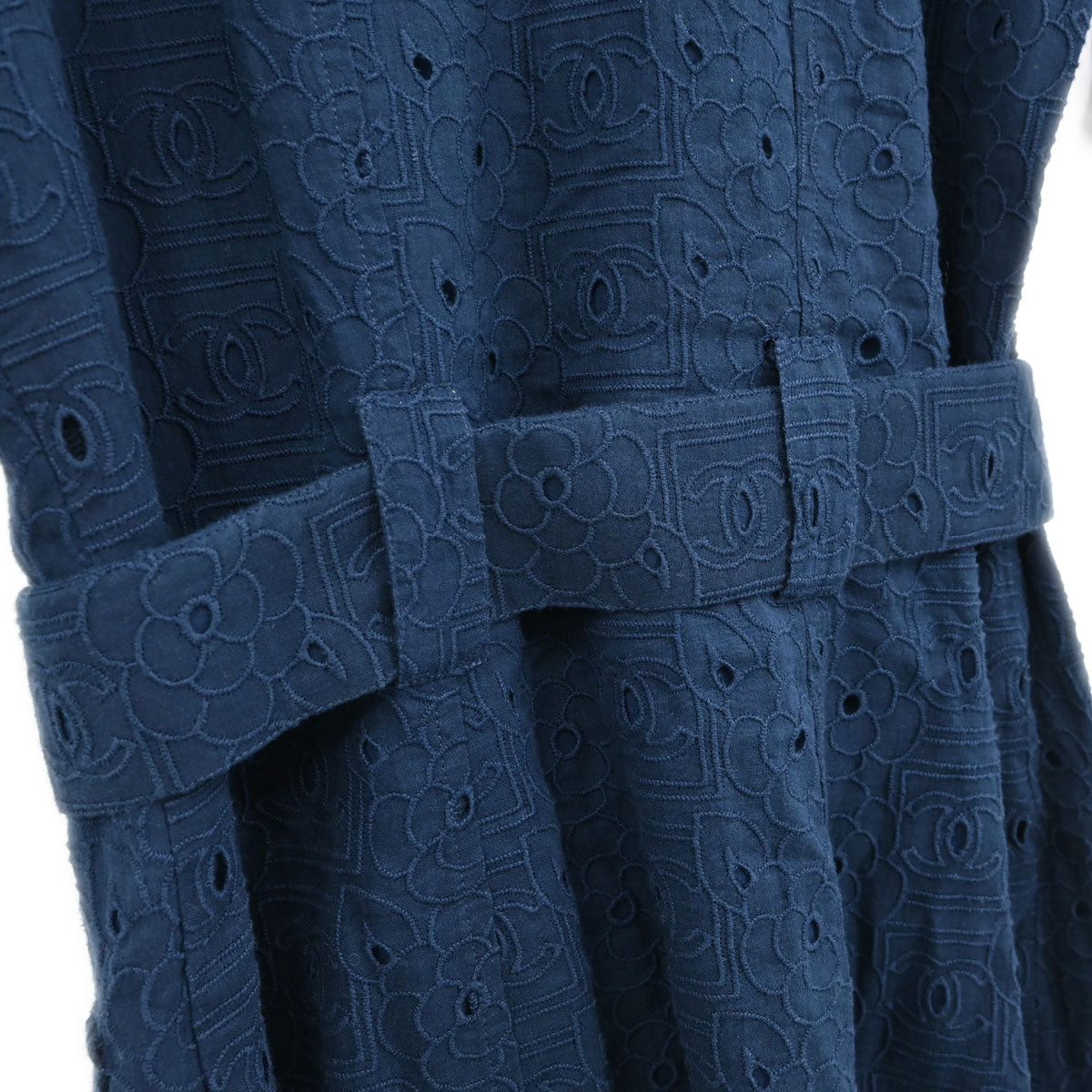 Chanel 2007 Sport Line CC Camellia Short Sleeve Dress Navy #38
