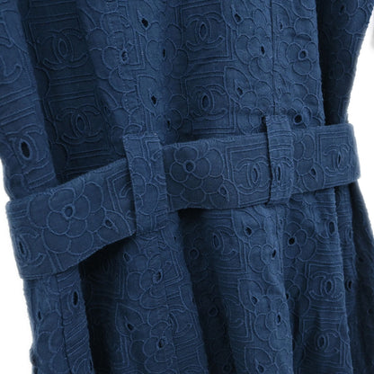 Chanel 2007 Sport Line CC Camellia Short Sleeve Dress Navy #38