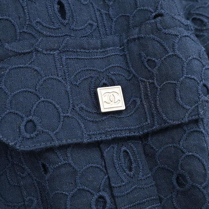 Chanel 2007 Sport Line CC Camellia Short Sleeve Dress Navy #38