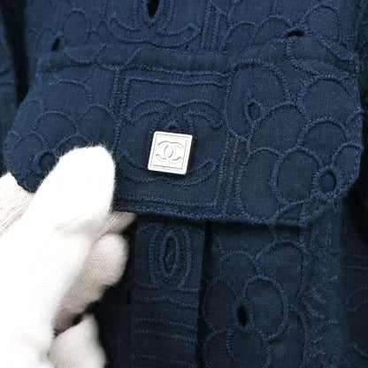 Chanel 2007 Sport Line CC Camellia Short Sleeve Dress Navy #38