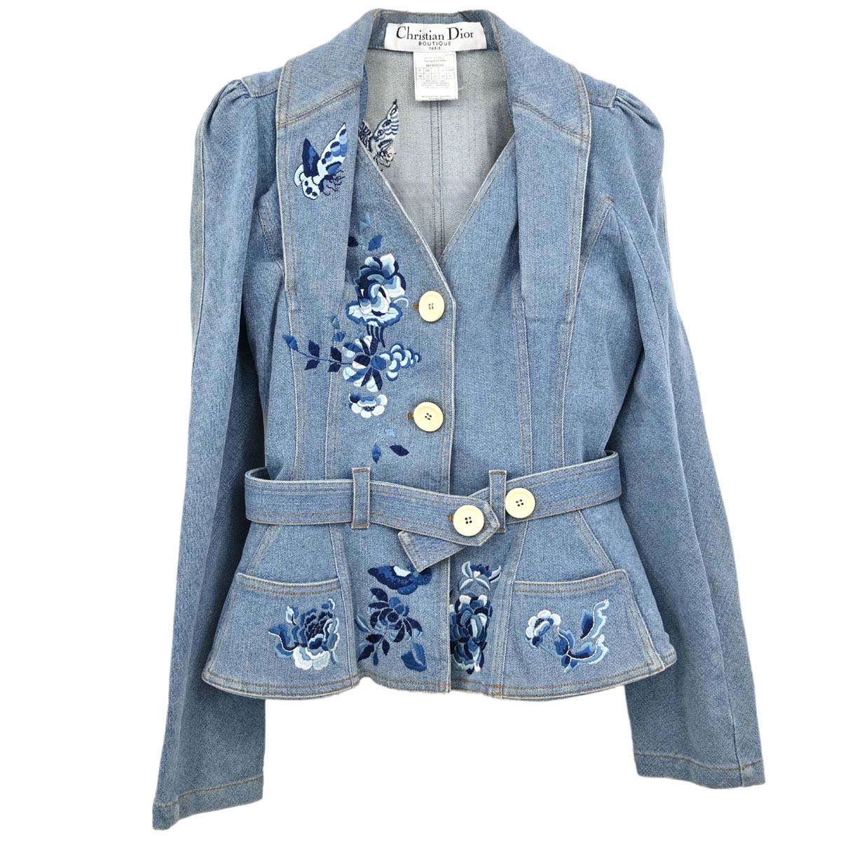 Christian Dior 2005 Embroidery Denim Jacket Light Blue #38
