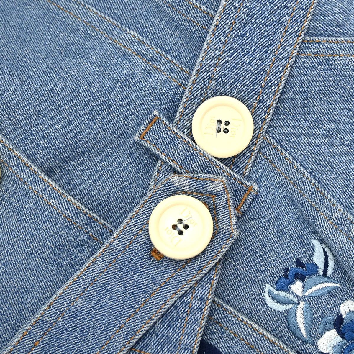 Christian Dior 2005 Embroidery Denim Jacket Light Blue #38