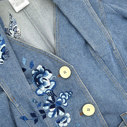 Christian Dior 2005 Embroidery Denim Jacket Light Blue #38