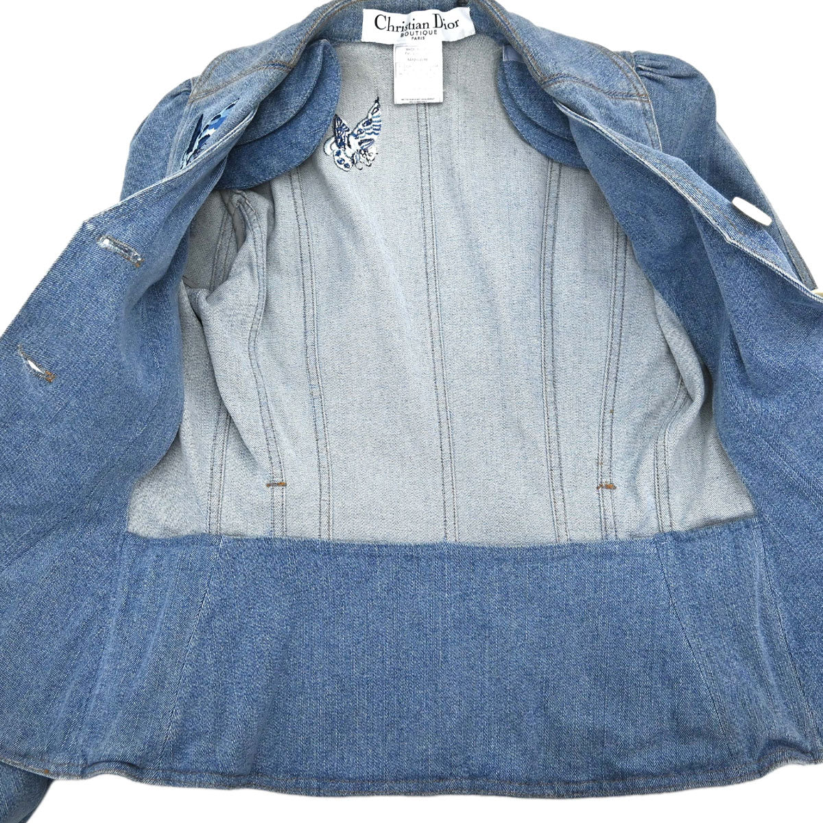 Christian Dior 2005 Embroidery Denim Jacket Light Blue #38