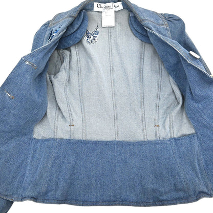 Christian Dior 2005 Embroidery Denim Jacket Light Blue #38