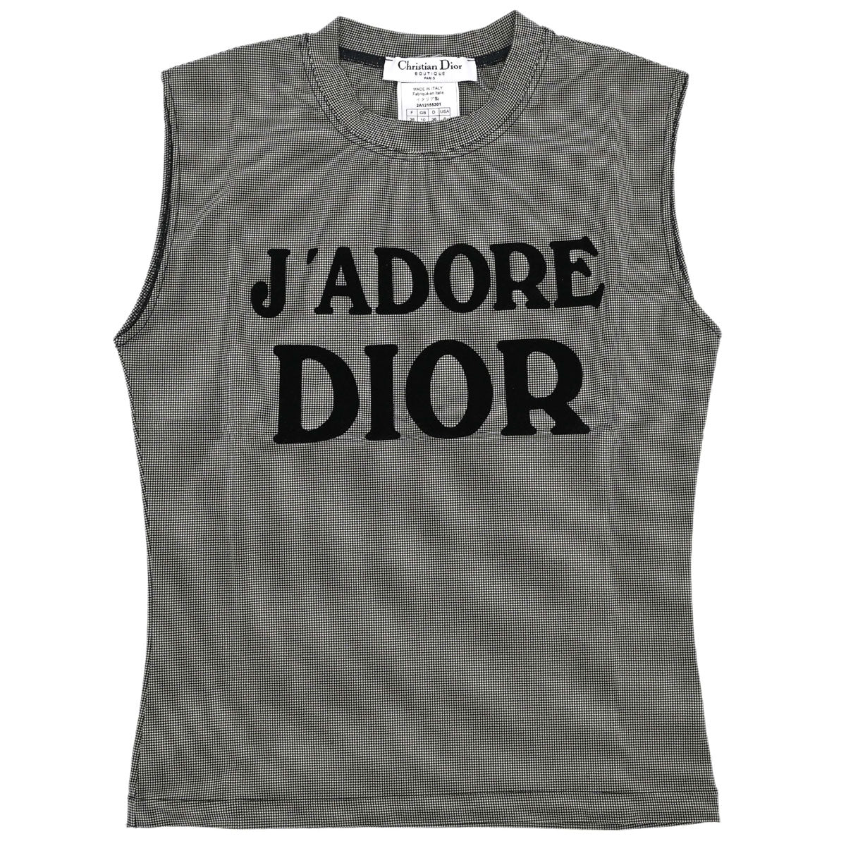 Christian Dior 2002 Sleeveless Tank Top Houndstooth Black #38