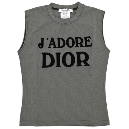 Christian Dior 2002 Sleeveless Tank Top Houndstooth Black #38