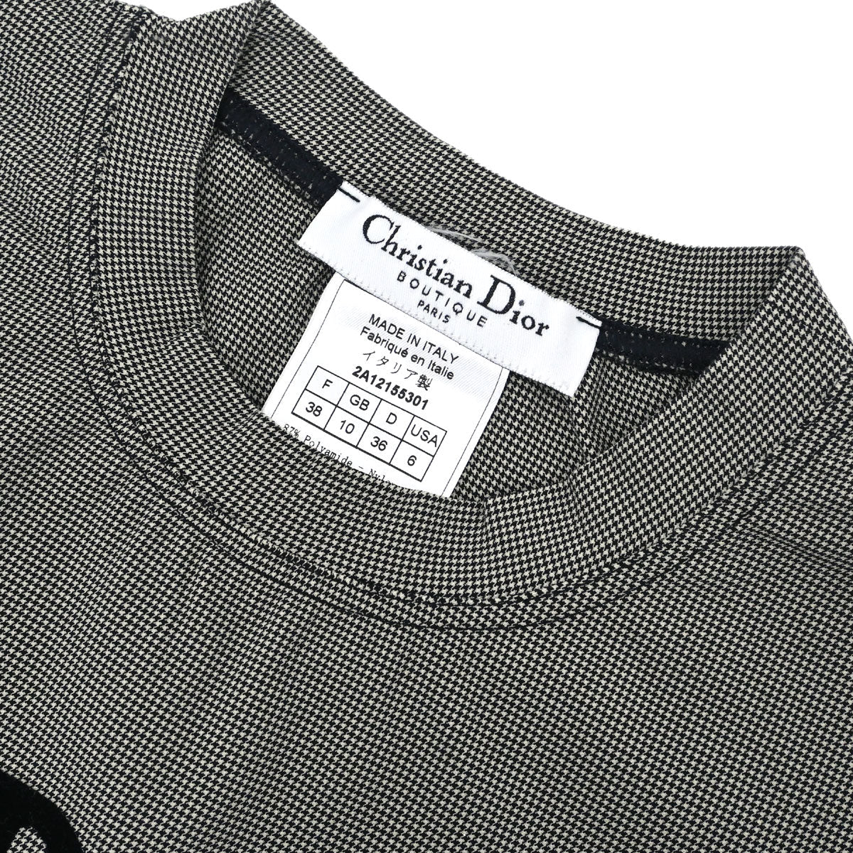 Christian Dior 2002 Sleeveless Tank Top Houndstooth Black #38