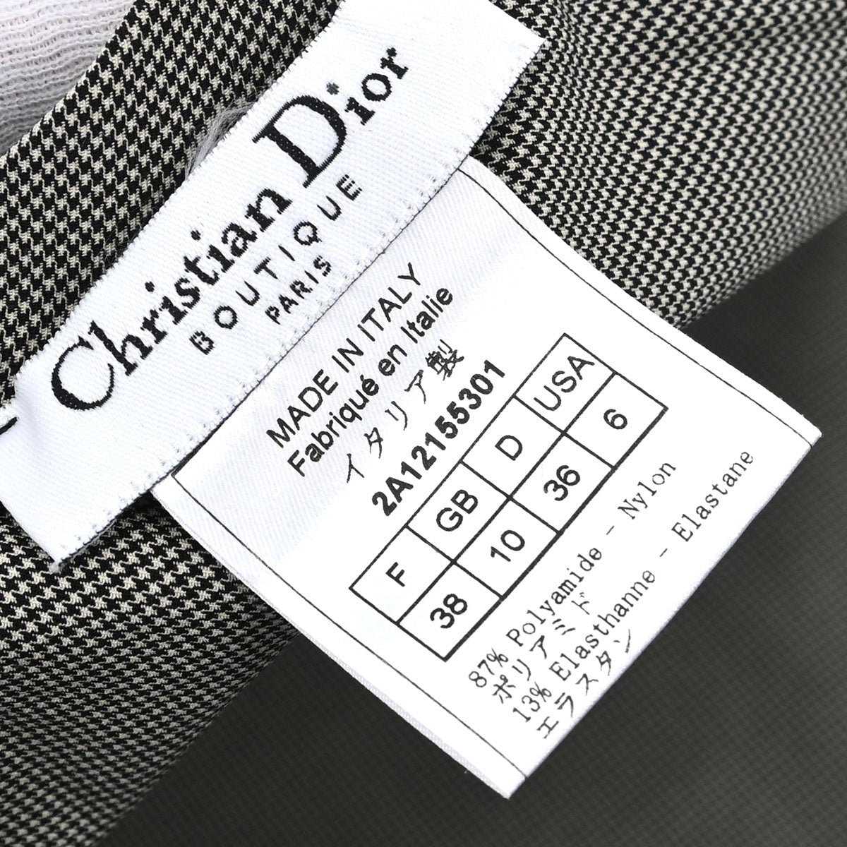 Christian Dior 2002 Sleeveless Tank Top Houndstooth Black #38