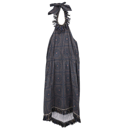 Chanel 2014 Paisley Print Halterneck Dress Navy #38