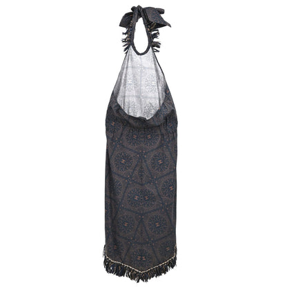 Chanel 2014 Paisley Print Halterneck Dress Navy #38