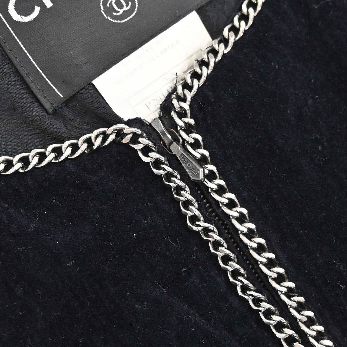 Chanel 2006 Setup Suit Jacket Skirt Velours Chain Black #36
