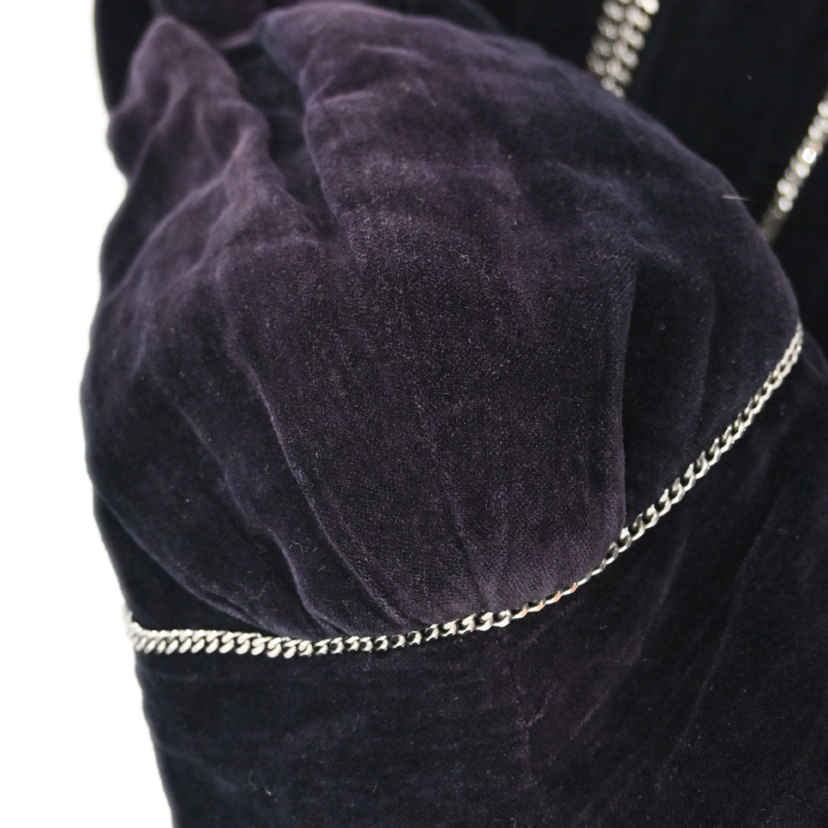 Chanel 2006 Setup Suit Jacket Skirt Velours Chain Black #36