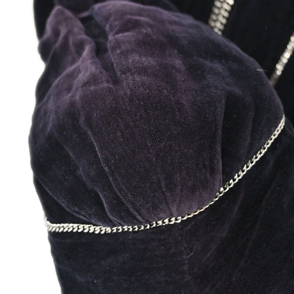 Chanel 2006 Setup Suit Jacket Skirt Velours Chain Black #36