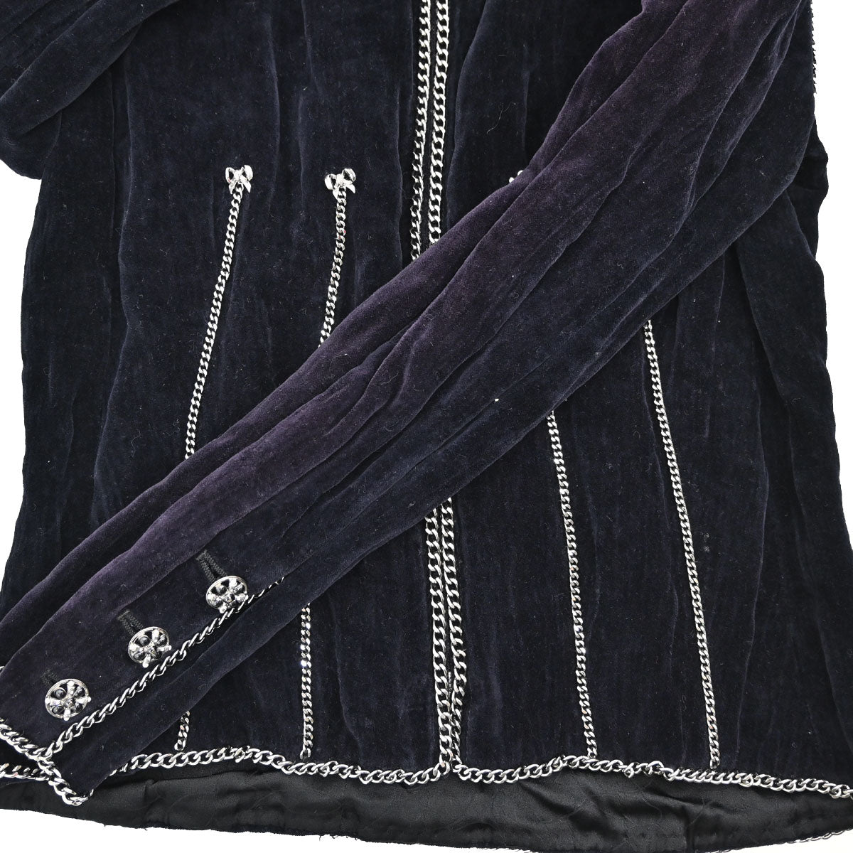 Chanel 2006 Setup Suit Jacket Skirt Velours Chain Black #36