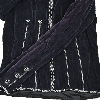 Chanel 2006 Setup Suit Jacket Skirt Velours Chain Black #36