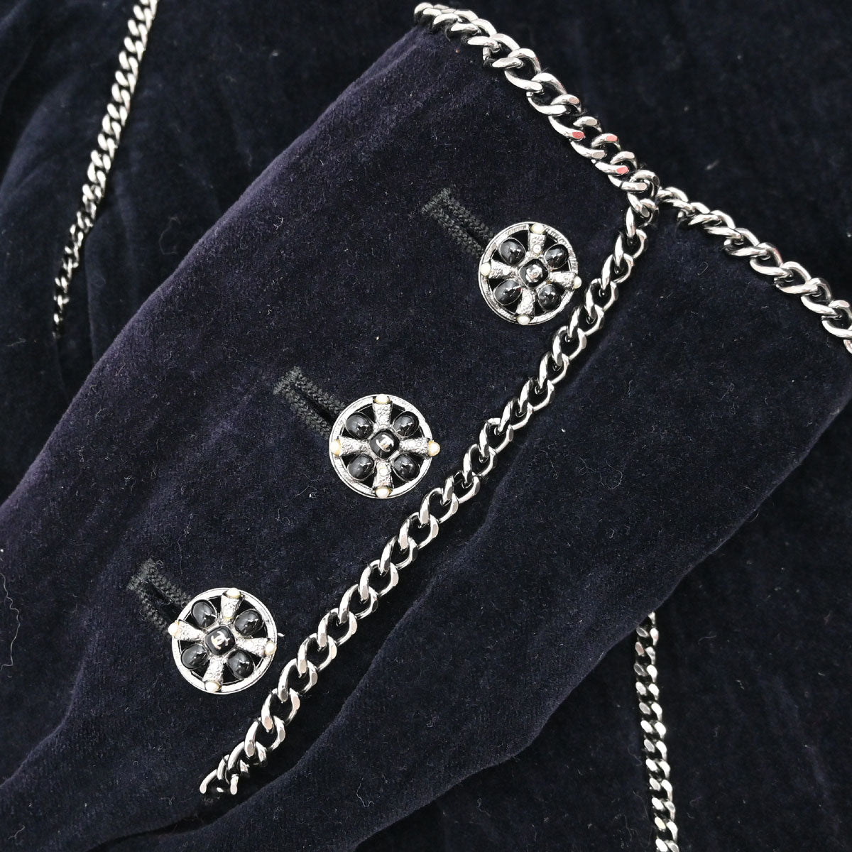 Chanel 2006 Setup Suit Jacket Skirt Velours Chain Black #36