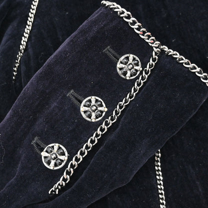 Chanel 2006 Setup Suit Jacket Skirt Velours Chain Black #36