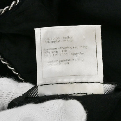 Chanel 2006 Setup Suit Jacket Skirt Velours Chain Black #36