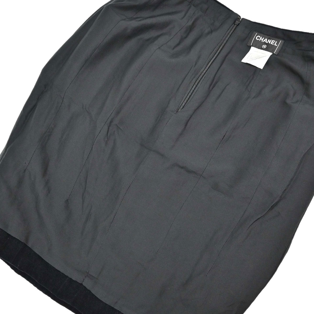 Chanel 2006 Setup Suit Jacket Skirt Velours Chain Black #36