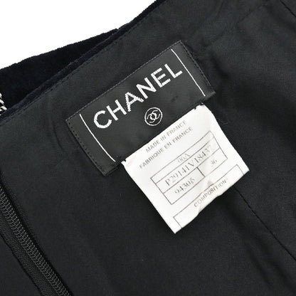 Chanel 2006 Setup Suit Jacket Skirt Velours Chain Black #36