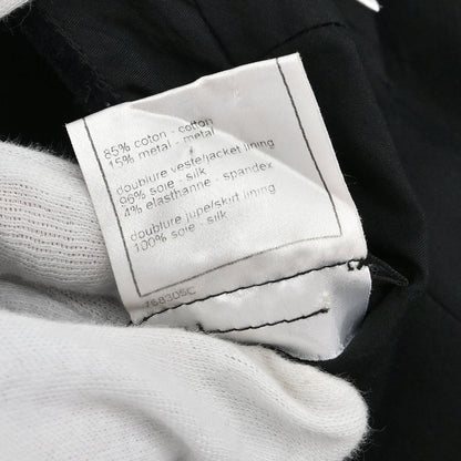Chanel 2006 Setup Suit Jacket Skirt Velours Chain Black #36