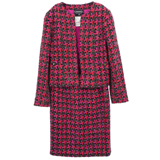 Chanel Tweed Setup Suit Jacket Skirt Pink 29 #38
