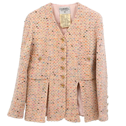 Chanel 1994 Collarless Tweed Jacket Pink #40