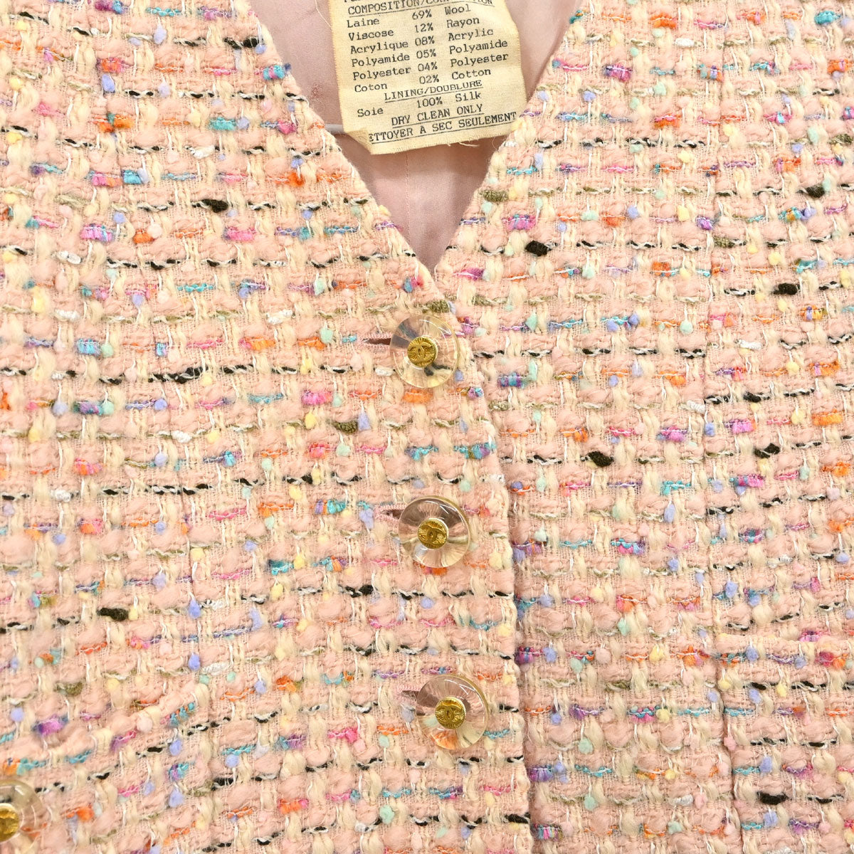 Chanel 1994 Collarless Tweed Jacket Pink #40