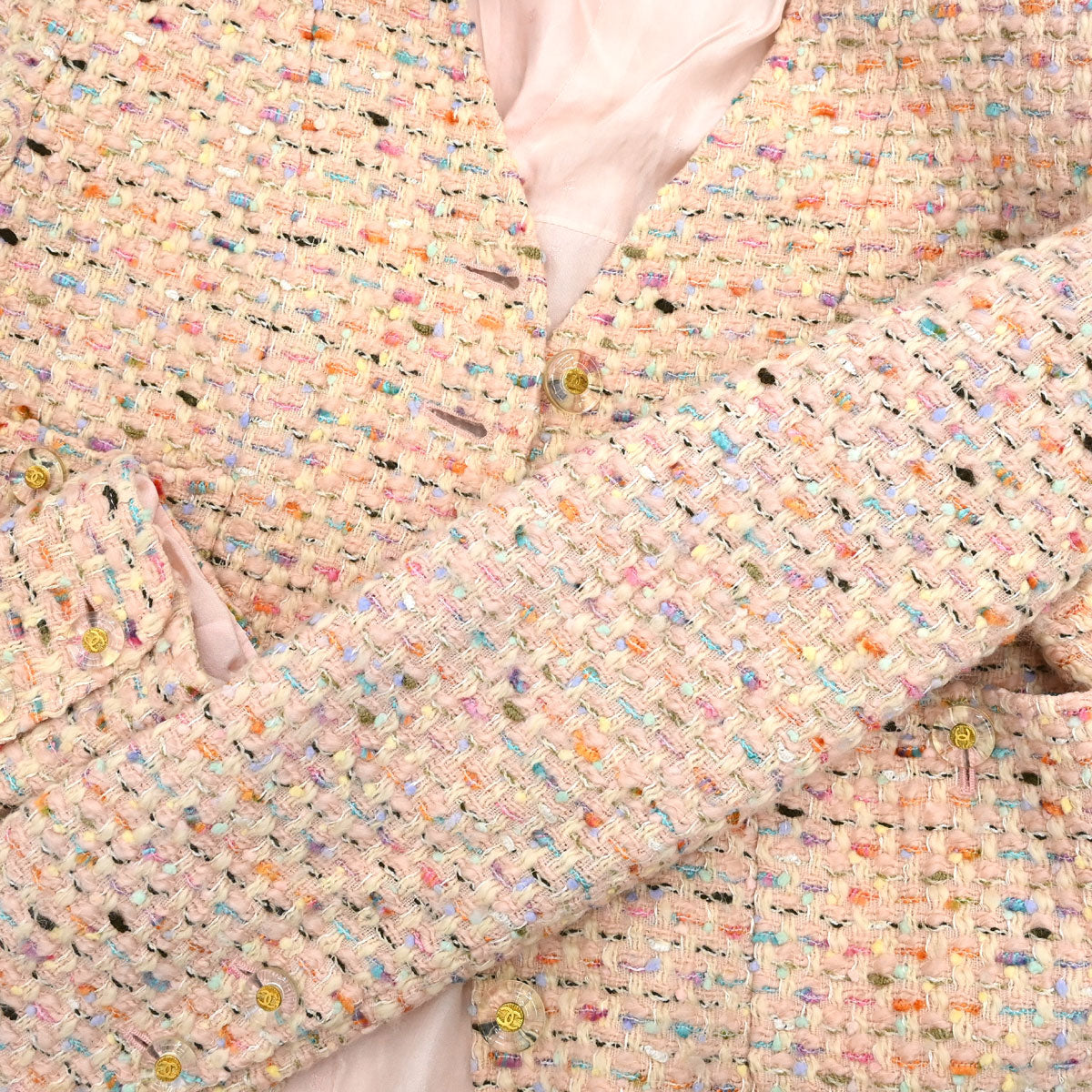Chanel 1994 Collarless Tweed Jacket Pink #40