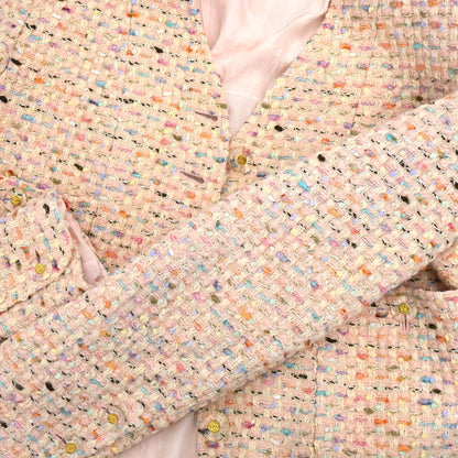 Chanel 1994 Collarless Tweed Jacket Pink #40