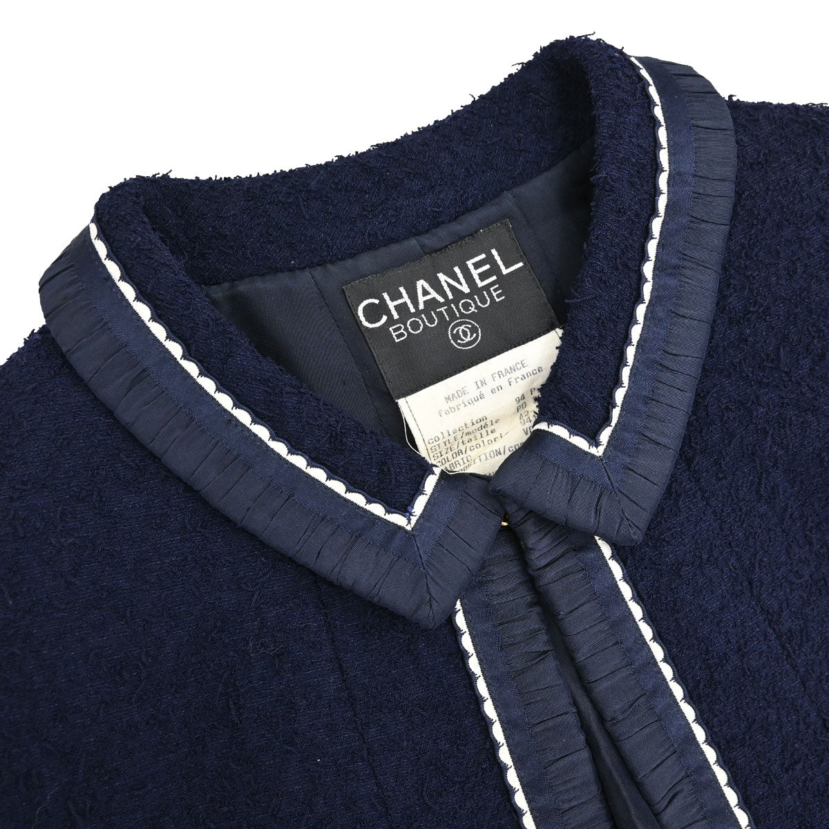 Chanel 1994 Tweed Jacket Navy #42