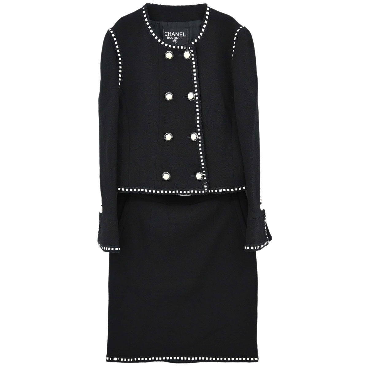 Chanel Setup Suit Jacket Skirt Black #38