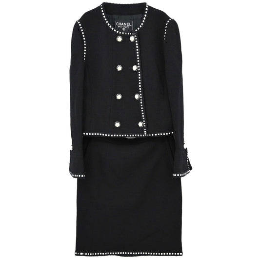 Chanel Setup Suit Jacket Skirt Black #38