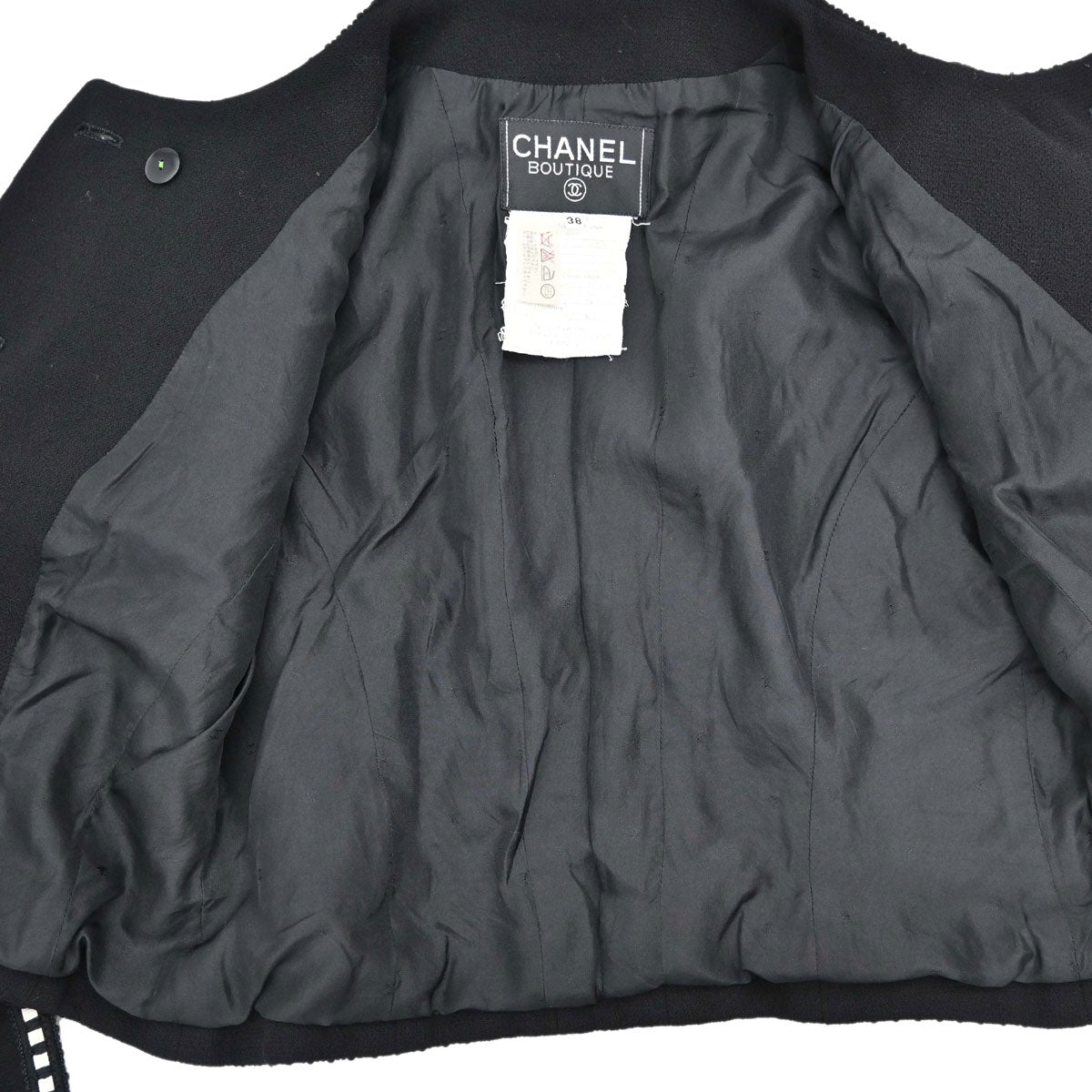 Chanel Setup Suit Jacket Skirt Black #38