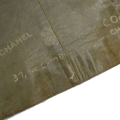 Chanel 2003 Leather Mademoiselle Graffiti Skirt Khaki #42