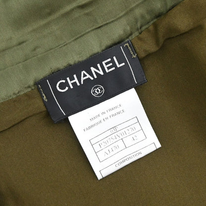 Chanel 2003 Leather Mademoiselle Graffiti Skirt Khaki #42