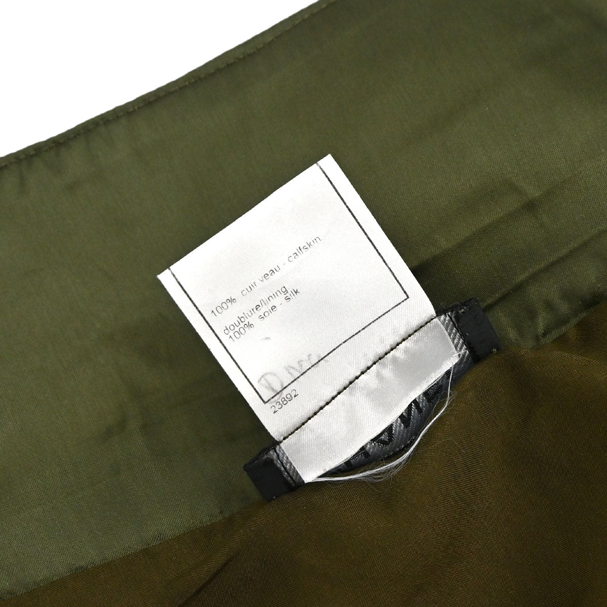 Chanel 2003 Leather Mademoiselle Graffiti Skirt Khaki #42