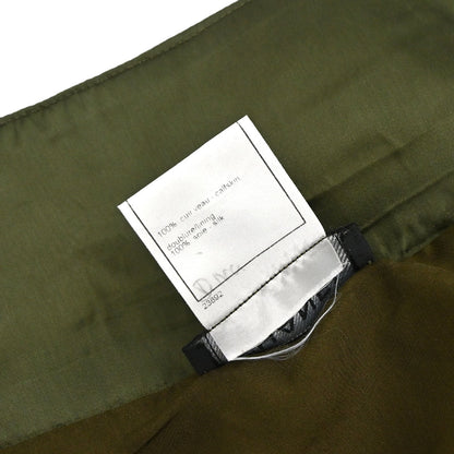 Chanel 2003 Leather Mademoiselle Graffiti Skirt Khaki #42