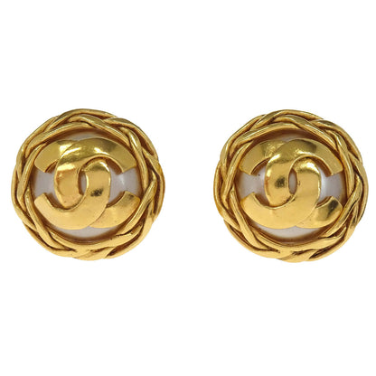 Chanel Button Clip-On Earrings Gold 95P