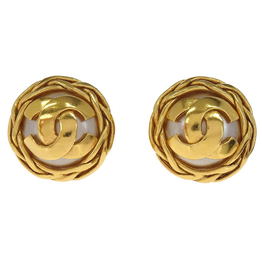 Chanel Button Clip-On Earrings Gold 95P
