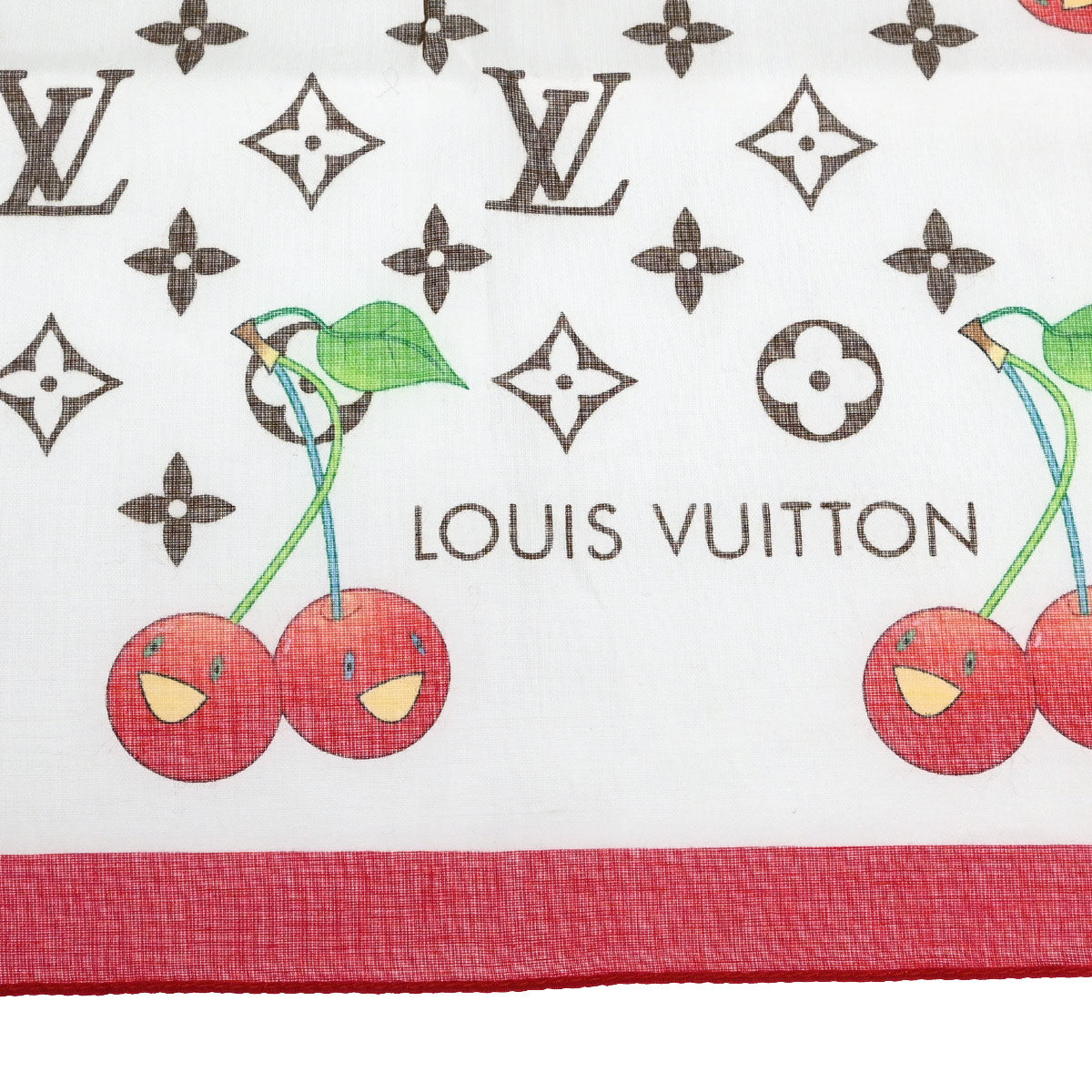 Louis Vuitton White Monogram Cherry Scarf 55 Small Good