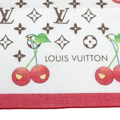 Louis Vuitton White Monogram Cherry Scarf 55 Small Good
