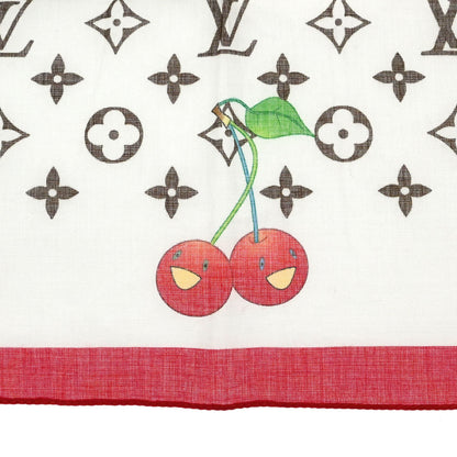 Louis Vuitton White Monogram Cherry Scarf 55 Small Good