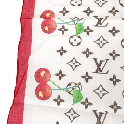 Louis Vuitton White Monogram Cherry Scarf 55 Small Good