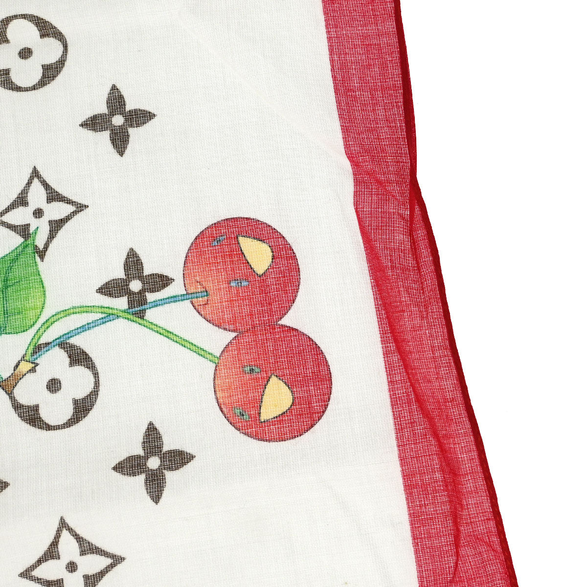 Louis Vuitton White Monogram Cherry Scarf 55 Small Good